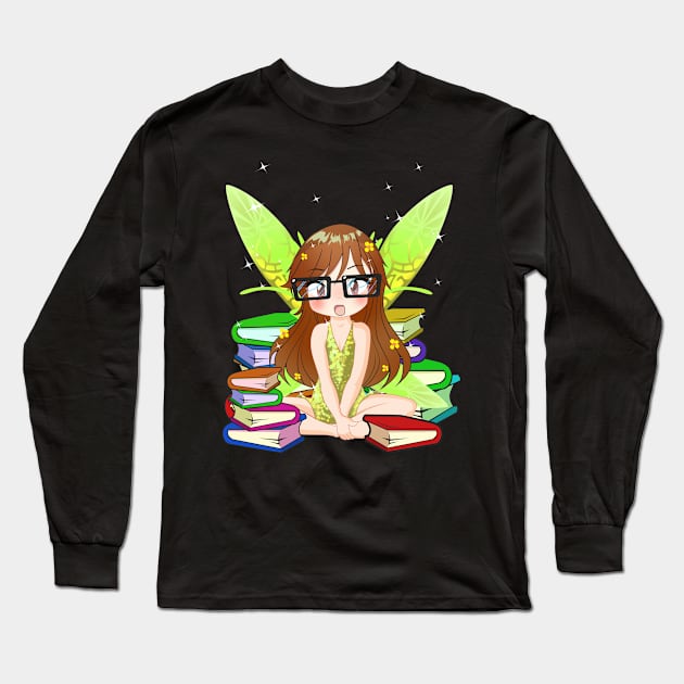 Magical Anime Fairy Book Lover Long Sleeve T-Shirt by TheBeardComic